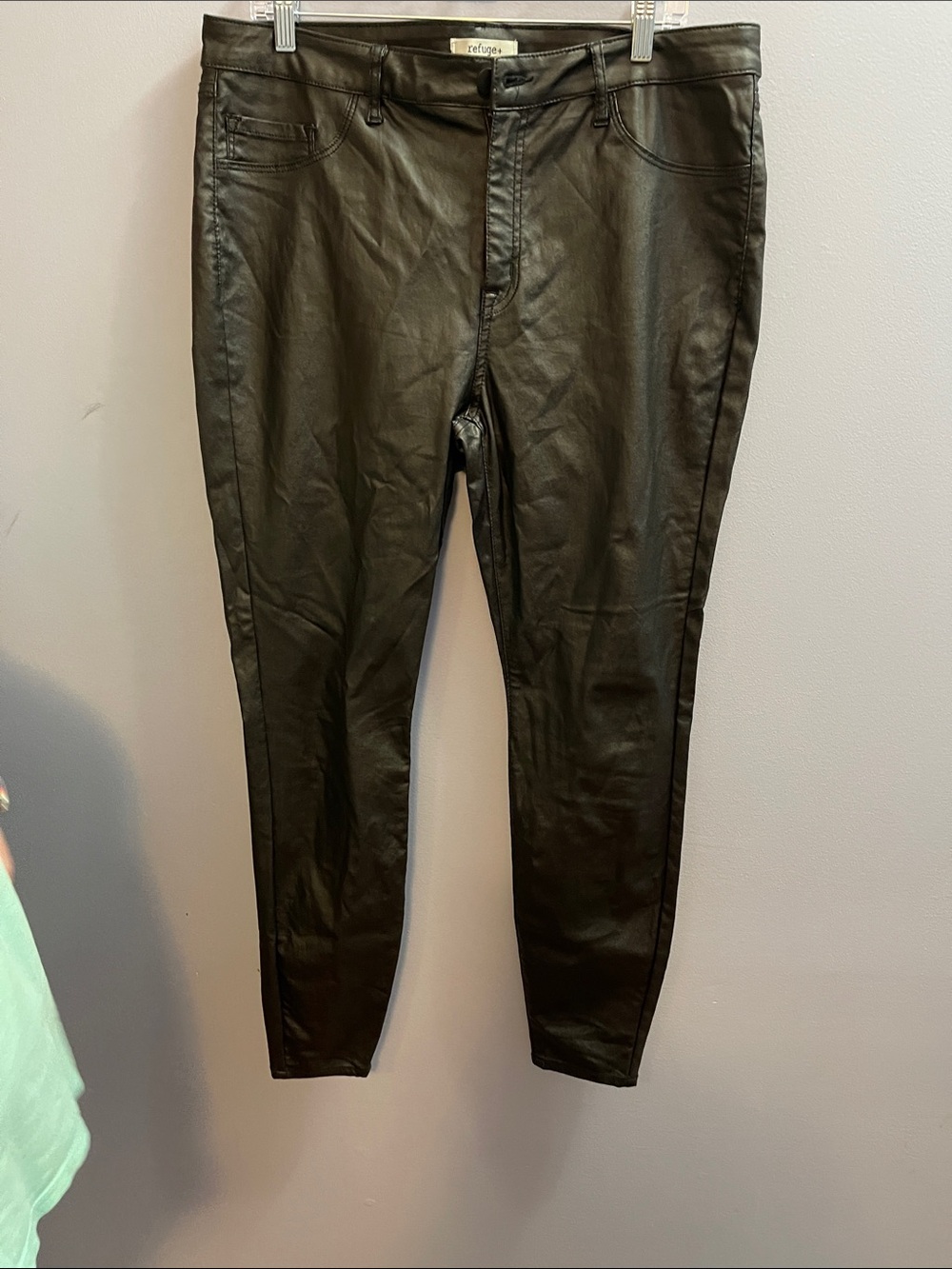 Refuge Black Faux Leather Skinny Pants